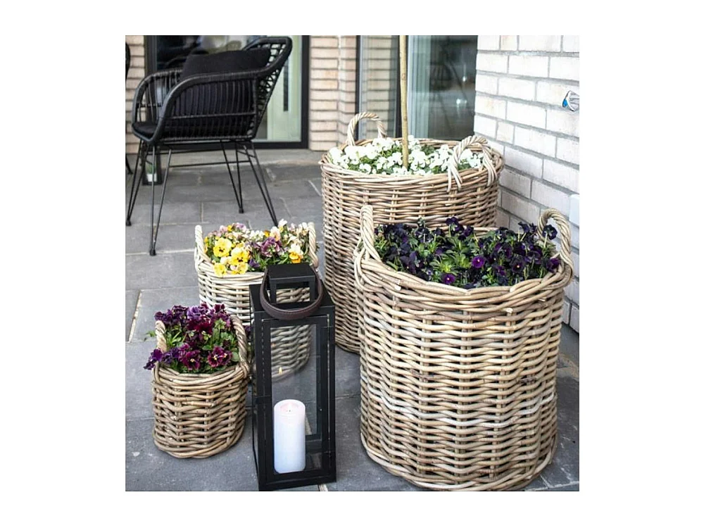 Cache-pot en rotin, fines tiges (lot de 4)