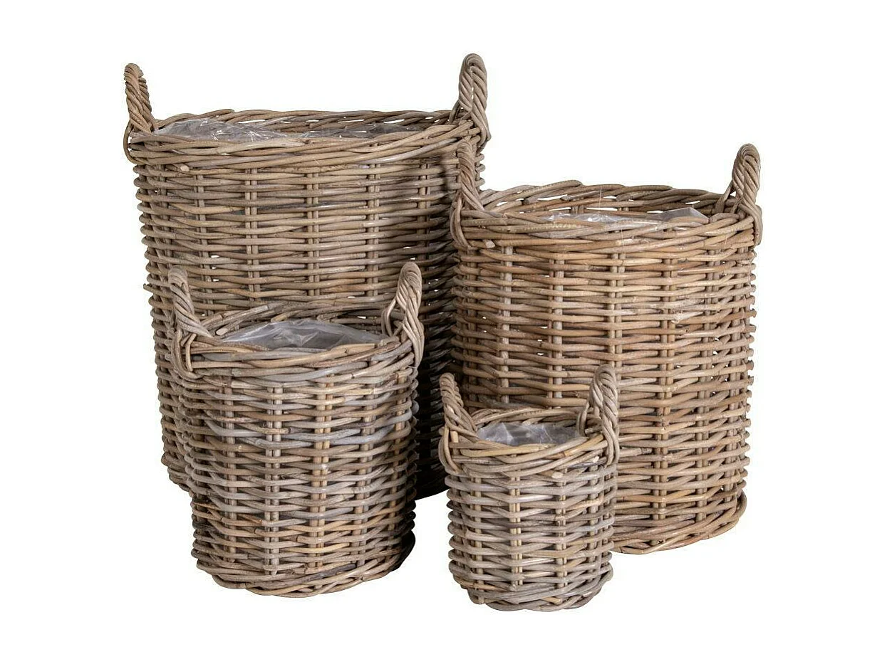 Cache-pot en rotin, fines tiges (lot de 4)