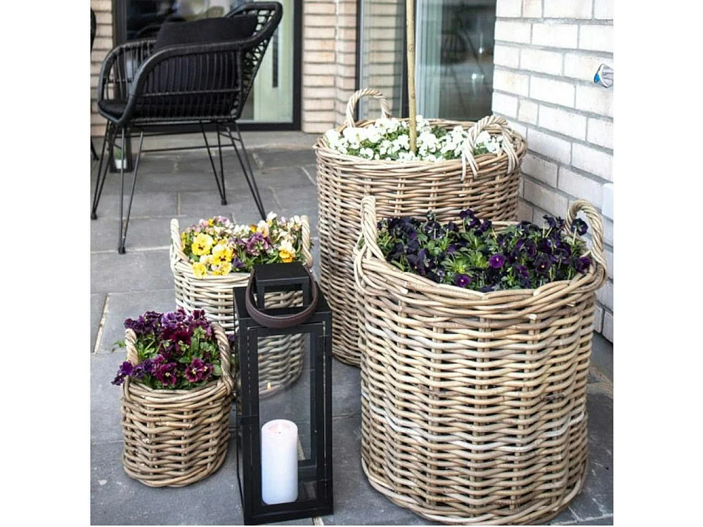 Cache-pot en rotin, fines tiges (lot de 4)