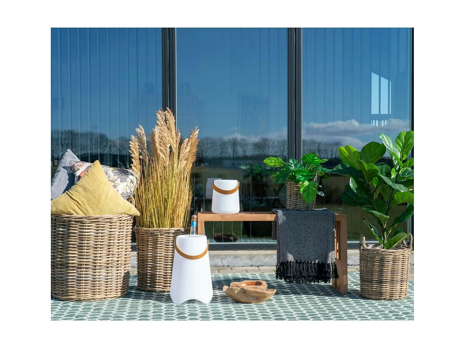 Cache-pot en rotin, fines tiges (lot de 4)