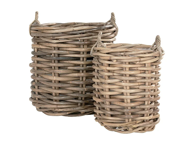 Cache-pot rond en rotin (lot de 2)