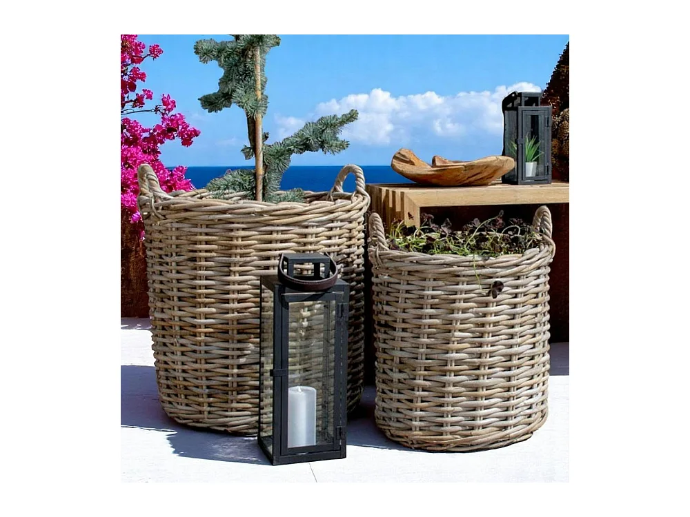 Cache-pot haut en rotin (lot de 2)