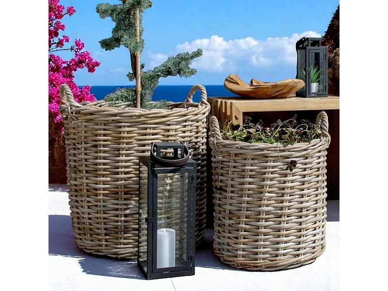 Cache-pot haut en rotin (lot de 2)