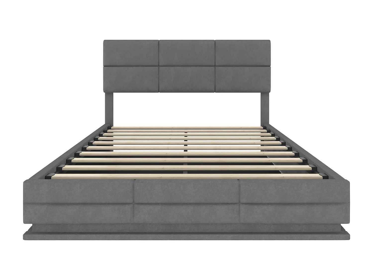 Bed met opbergruimte voor volwassenen 160x200 cm grijs fluweel, in hoogte verstelbare hoofdbord, met LED en USB, zonder matras