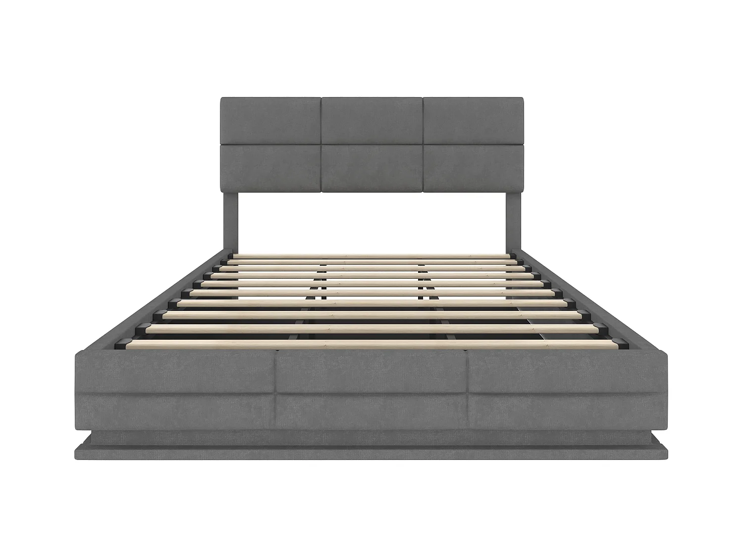 Bed met opbergruimte voor volwassenen 180x200 cm grijs fluweel, in hoogte verstelbare hoofdbord, met LED en USB, zonder matras