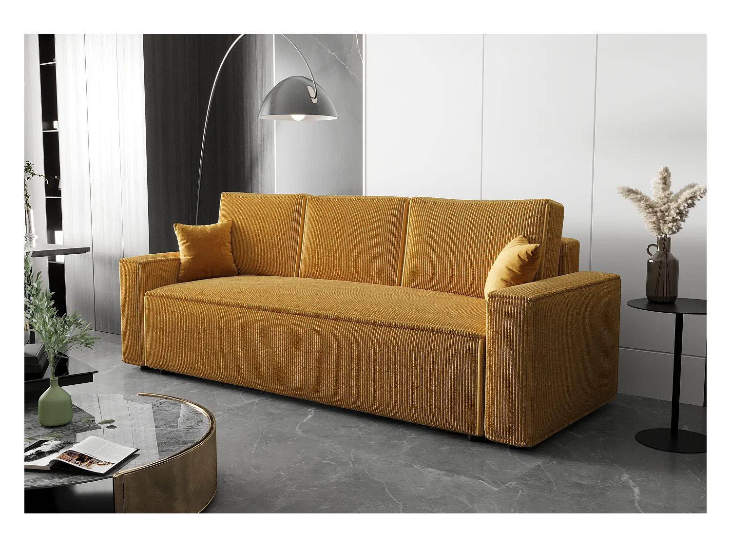 BEDANTE Canapé AMBRO Poso 01 avec fonction lit, ton sable, canapé avec espace de rangement