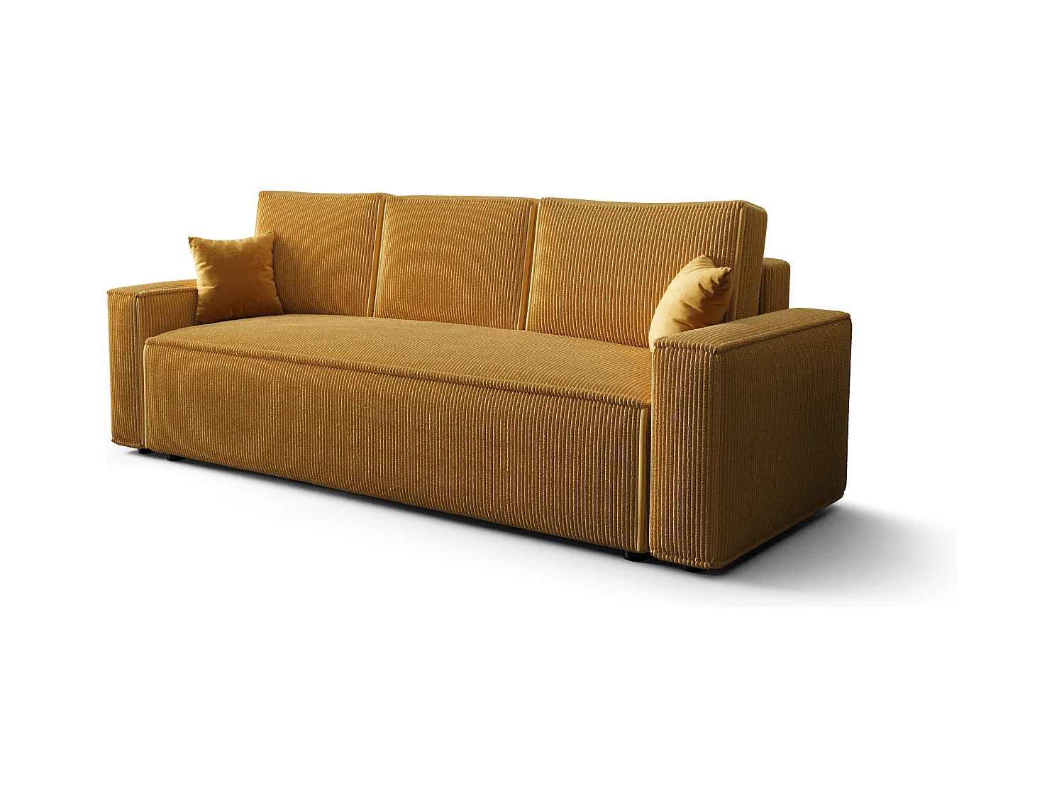 BEDANTE Sofa AMBRO Poso 01 mit Schlaffunktion, Senfton, Sofa mit Stauraum, Bettkasten Wohnzimmersofa, Couch, Sofa, Bettsofa, Poso, Bettkasten, Bettcouch