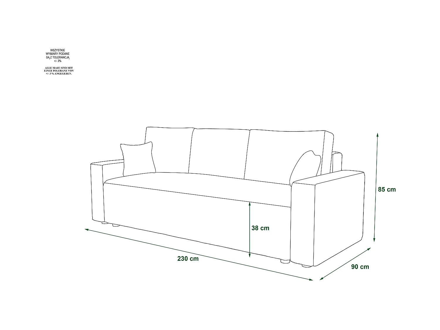 BEDANTE Sofa AMBRO Poso 01 mit Schlaffunktion, Senfton, Sofa mit Stauraum, Bettkasten Wohnzimmersofa, Couch, Sofa, Bettsofa, Poso, Bettkasten, Bettcouch