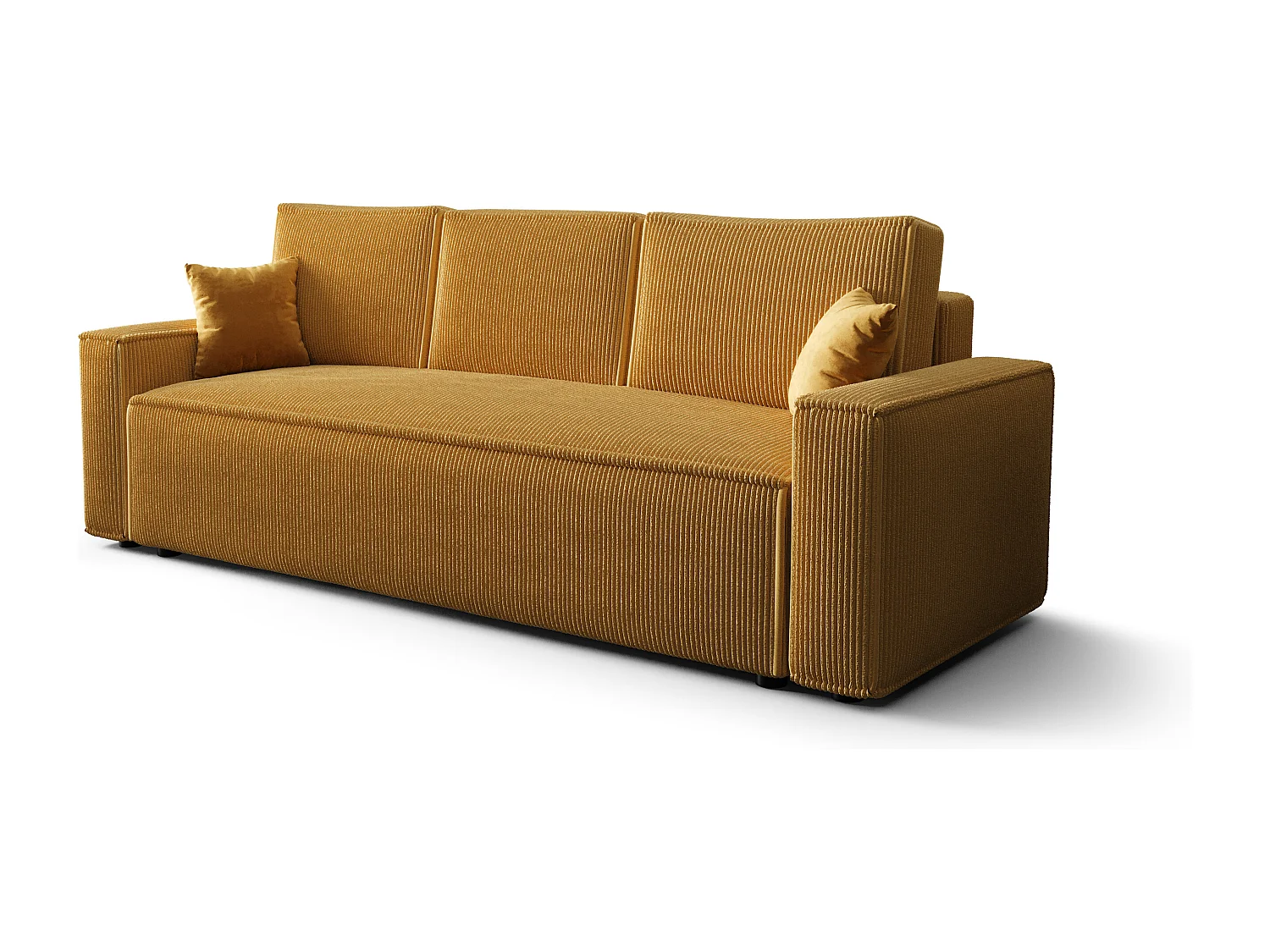 BEDANTE Sofa AMBRO Poso 01 mit Schlaffunktion, Senfton, Sofa mit Stauraum, Bettkasten Wohnzimmersofa, Couch, Sofa, Bettsofa, Poso, Bettkasten, Bettcouch