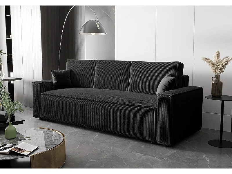 BEDANTE Sofa AMBRO Poso 135 mit Schlaffunktion, Schwarz, Sofa mit Stauraum, Bettkasten Wohnzimmersofa, Couch, Sofa, Bettsofa, Poso, Bettkasten, Bettcouch