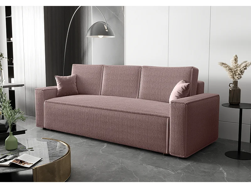 BEDANTE Sofa AMBRO Poso 27 mit Schlaffunktion, Puderrosa, Sofa mit Stauraum, Bettkasten Wohnzimmersofa, Couch, Sofa, Bettsofa, Poso, Bettkasten, Bettcouch