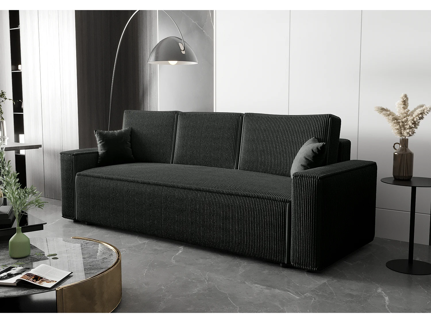 BEDANTE Sofa AMBRO Poso 34 mit Schlaffunktion, Antrazit, Sofa mit Stauraum, Bettkasten Wohnzimmersofa, Couch, Sofa, Bettsofa, Poso, Bettkasten, Bettcouch