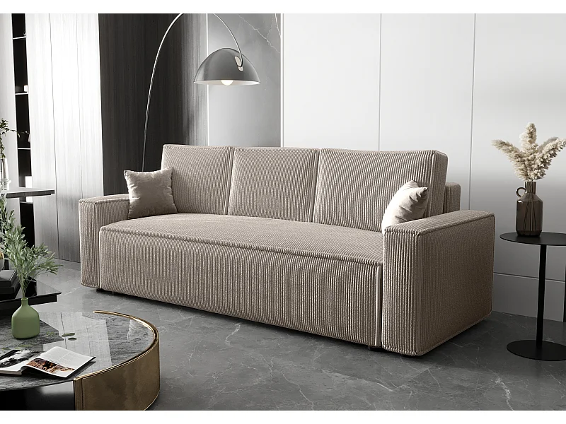BEDANTE Sofa AMBRO Poso 100 z funkcją spania, beżowy, sofa z pojemnikiem, skrzynia na pościel, kanapa do salonu, kanapa, sofa, sofa z funkcją spania