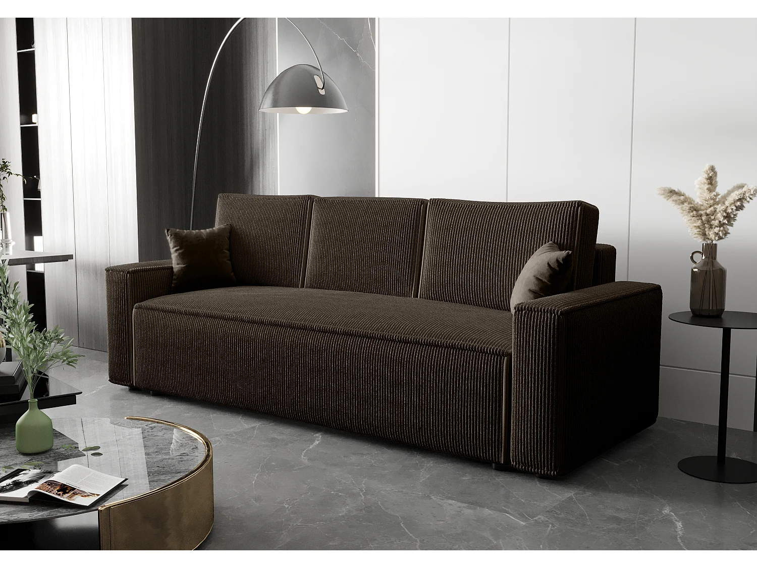 BEDANTE Sofa AMBRO Poso 06 mit Schlaffunktion, Dunkelbraun, Sofa mit Stauraum, Bettkasten Wohnzimmersofa, Couch, Sofa, Bettsofa, Poso, Bettkasten, Bettcouch