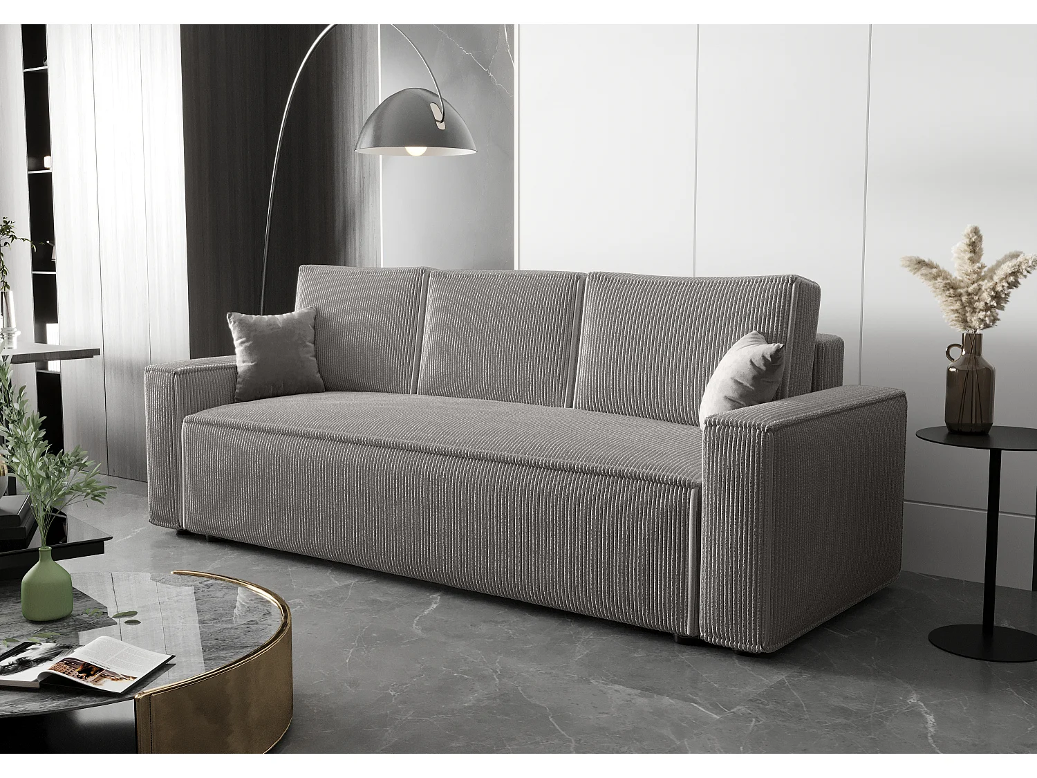 BEDANTE Sofa AMBRO Poso 55 mit Schlaffunktion, Hellgrau, Sofa mit Stauraum, Bettkasten Wohnzimmersofa, Couch, Sofa, Bettsofa, Poso, Bettkasten, Bettcouch