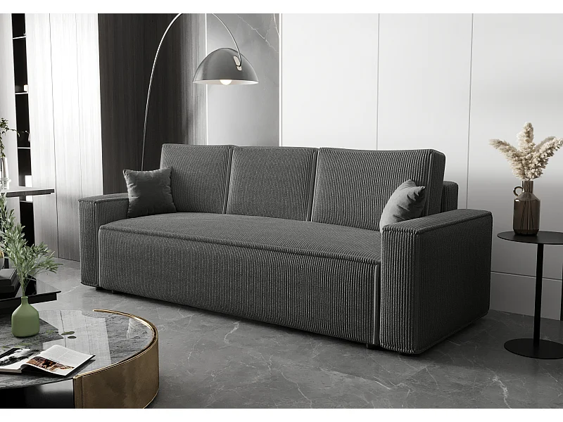 BEDANTE Sofa AMBRO Poso 60 z funkcją spania, szary, sofa z pojemnikiem, skrzynia na pościel, kanapa do salonu, kanapa, sofa, sofa z funkcją spania