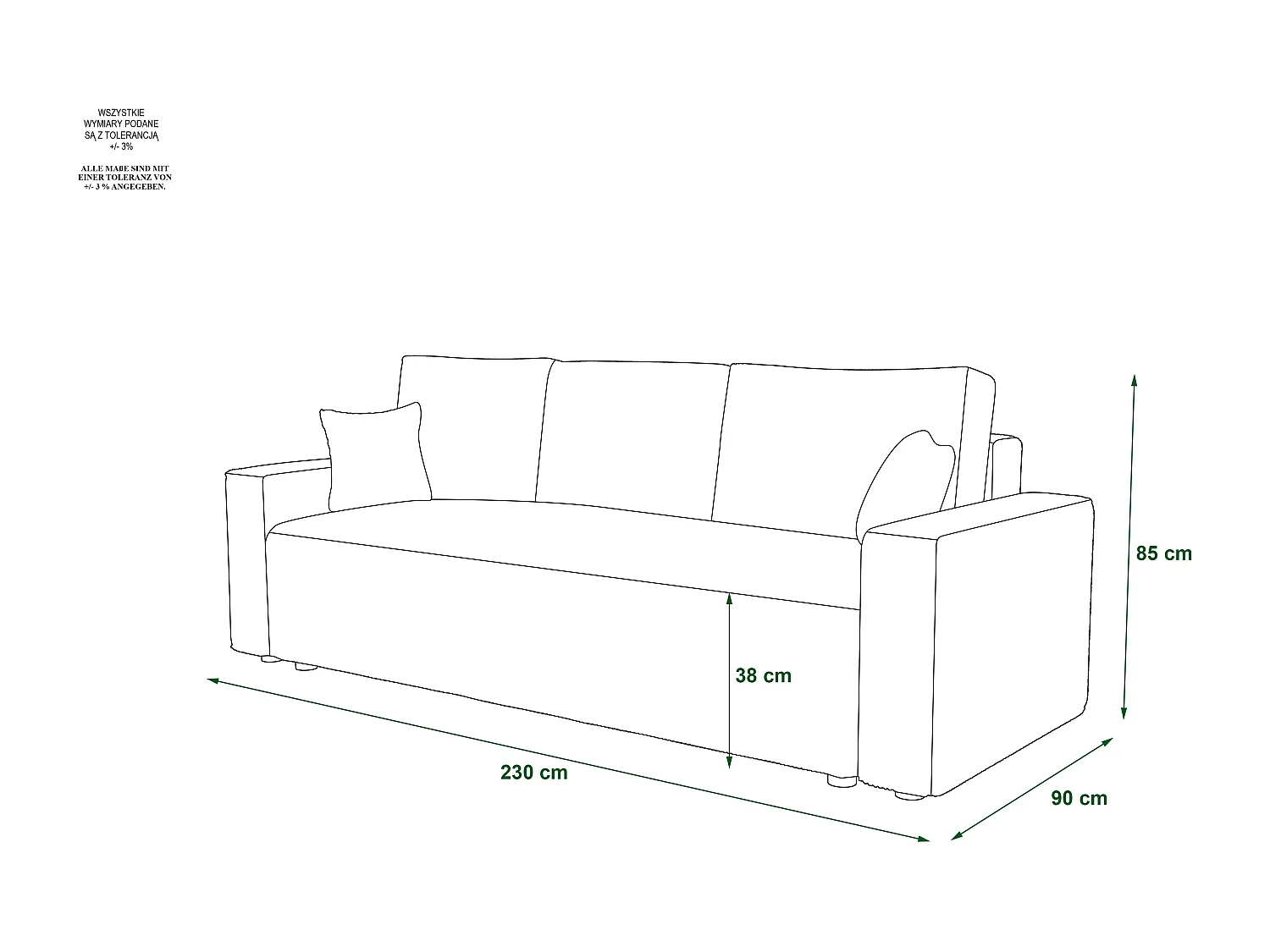 BEDANTE Sofa AMBRO Poso 02 mit Schlaffunktion, Hellbraun, Sofa mit Stauraum, Bettkasten Wohnzimmersofa, Couch, Sofa, Bettsofa, Poso, Bettkasten, Bettcouch