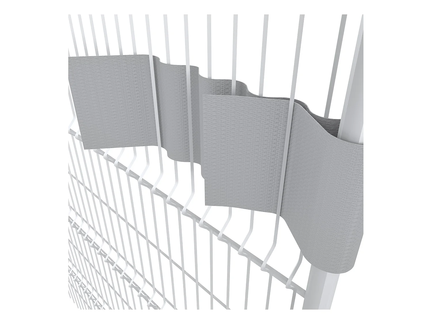 Schermo Privacy In PVC Per Recizioni A Doppia Sbarra Doppio Picchetto Rete Frangivista 450 g\/m\u00b2 35 m x 19 cm Con Clip Fissaggio Grigio Chiaro