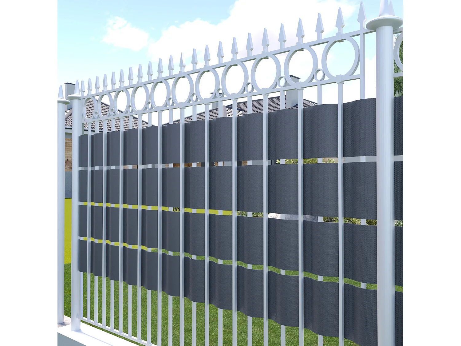 Schermo Privacy In PVC Per Recizioni A Doppia Sbarra Doppio Picchetto Rete Frangivista Per Giardino Terrazzo 650 g/m² 35 m x 19 cm Con Clip Grigio Scuro