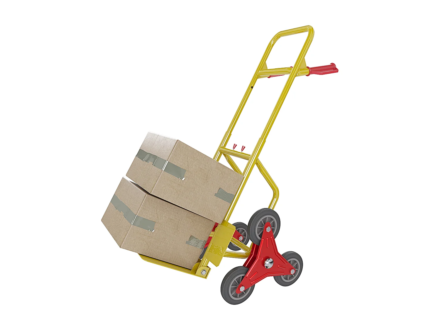 Carrello A Mano Montascale Portapacchi Portata Max 200 Kg Carrellino Pieghevole Acciaio Tubolare Ruote Gomma Dura Trasporto Pacchi Grandi 112 x 61 x 44 Cm Giallo