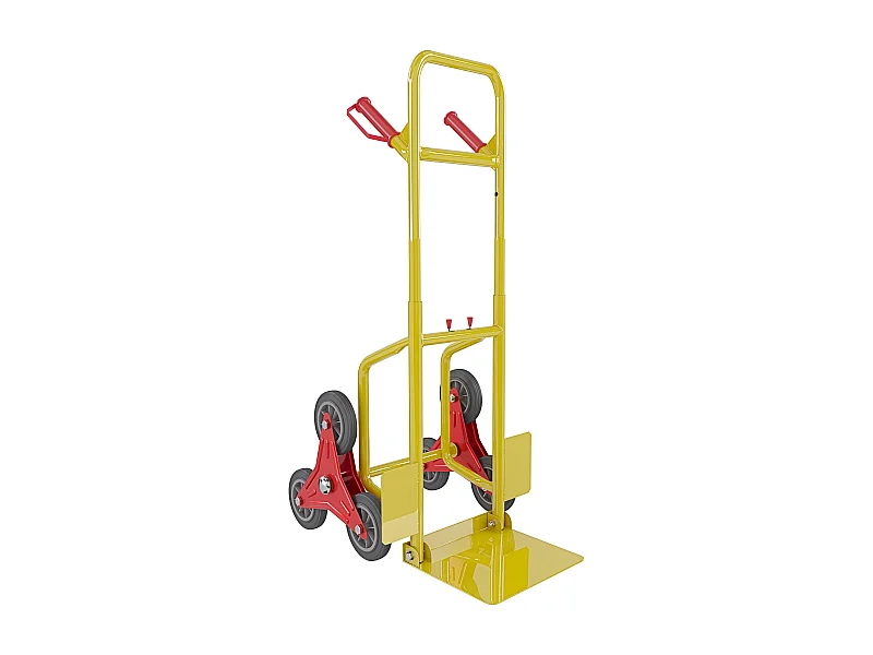 Carrello A Mano Montascale Portapacchi Portata Max 200 Kg Carrellino Pieghevole Acciaio Tubolare Ruote Gomma Dura Trasporto Pacchi Grandi 112 x 61 x 44 Cm Giallo