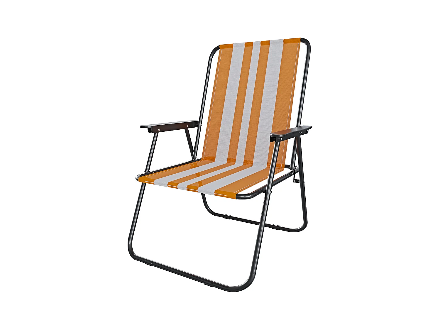 Sedia Pieghevole Da Spiaggia Campeggio Camping Leggera E Resistente In Metallo In Tessuto Oxford 600D Con Braccioli Seggiola Strisce Arancione