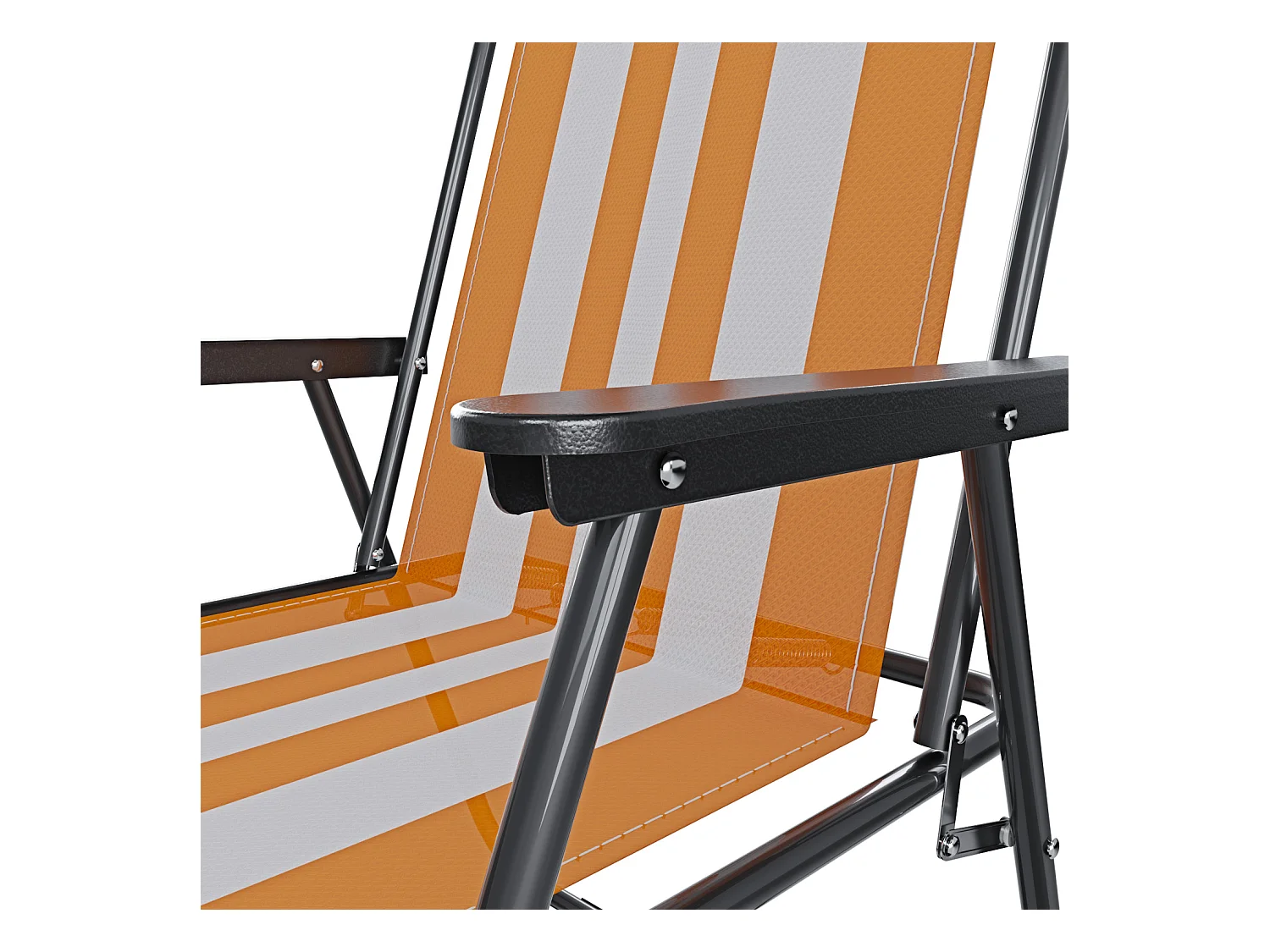 Sedia Pieghevole Da Spiaggia Campeggio Camping Leggera E Resistente In Metallo In Tessuto Oxford 600D Con Braccioli Seggiola Strisce Arancione