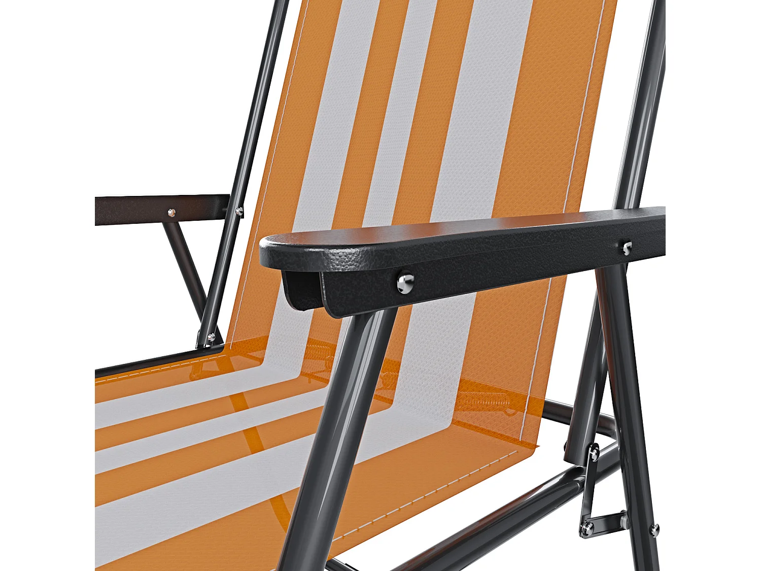 Sedia Pieghevole Da Spiaggia Campeggio Camping Leggera E Resistente In Metallo In Tessuto Oxford 600D Con Braccioli Seggiola Strisce Arancione