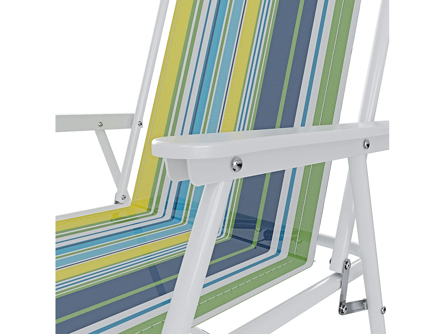 Sedia Pieghevole Da Spiaggia Campeggio Camping Leggera E Resistente In Metallo In Tessuto Oxford 600D Con Braccioli Seggiola Verde Azzurro Giallo