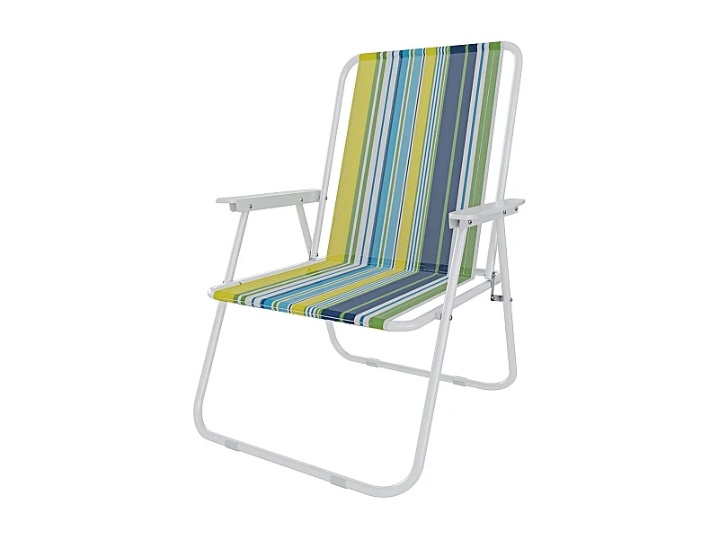Sedia Pieghevole Da Spiaggia Campeggio Camping Leggera E Resistente In Metallo In Tessuto Oxford 600D Con Braccioli Seggiola Verde Azzurro Giallo