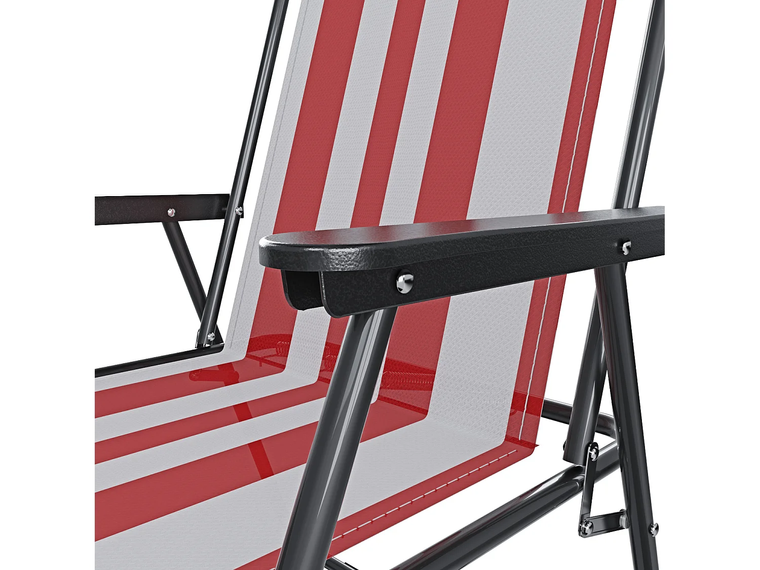 Sedia Pieghevole Da Spiaggia Campeggio Camping Leggera E Resistente In Metallo In Tessuto Oxford 600D Con Braccioli Seggiola Strisce Rosso
