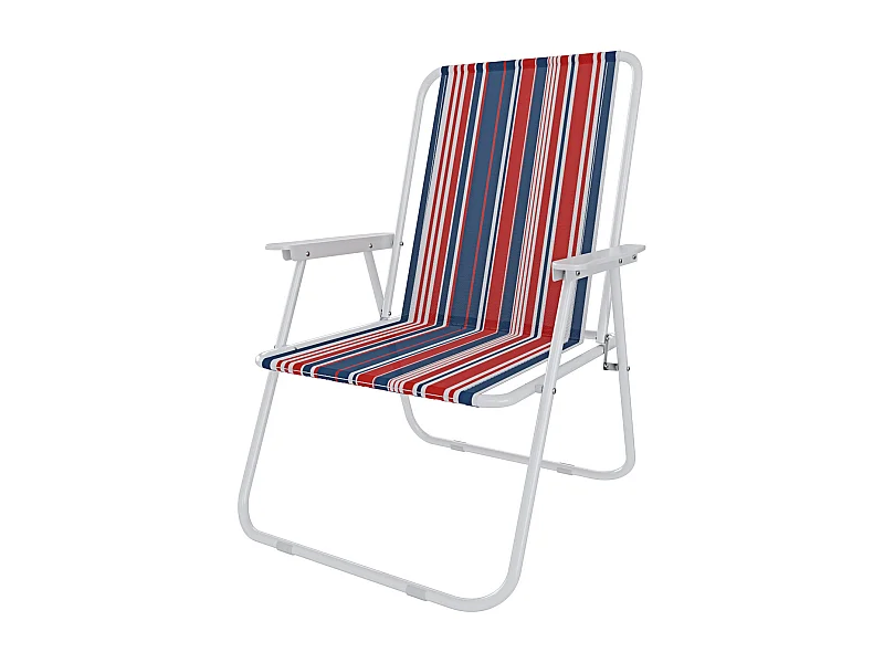 Sedia Pieghevole Da Spiaggia Campeggio Camping Leggera E Resistente In Metallo In Tessuto Oxford 600D Con Braccioli Seggiola Multicolore Rosso Blu
