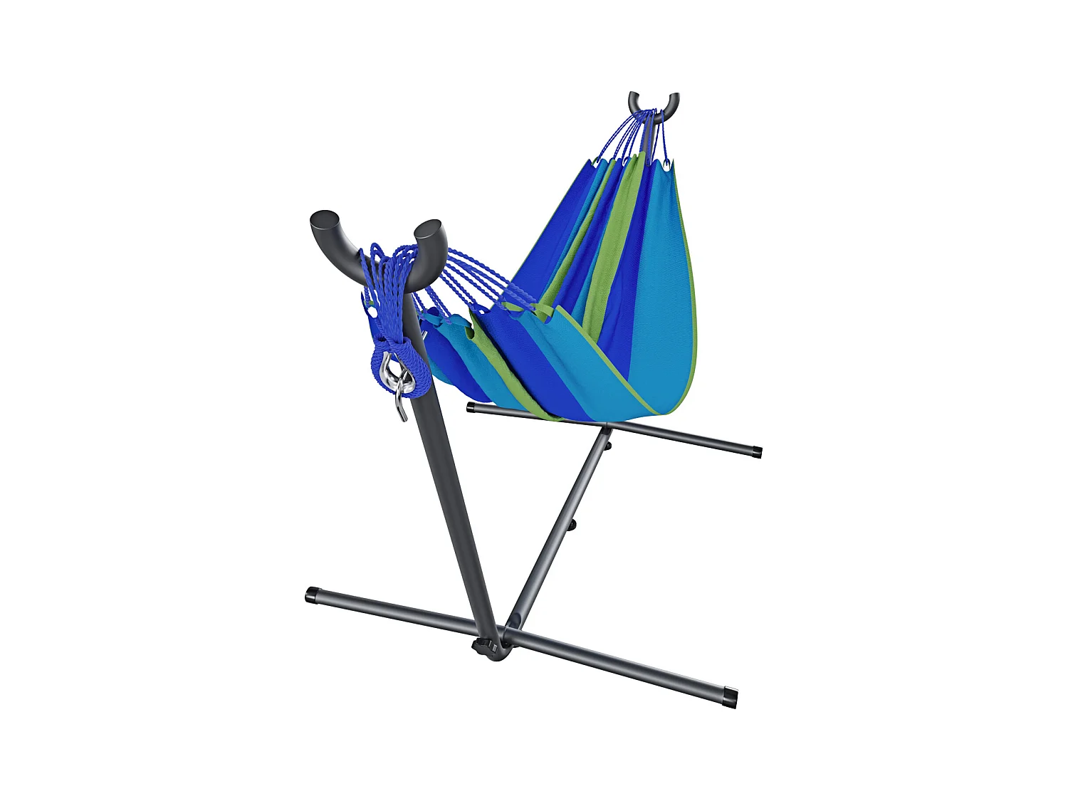 Amaca Da Giardino Con Supporto In Acciaio Portata 200 Kg Altezza Regolabile Telo Cotone Resistente Amaca Brasiliana Esterno Piscina Con Borsa 265 x 110 x 100 Cm Blu