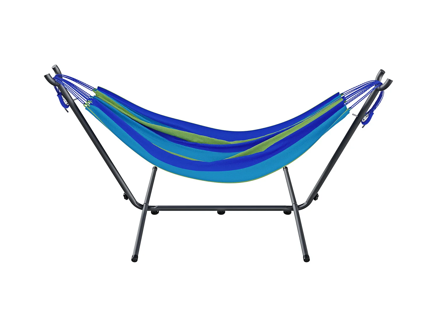 Amaca Da Giardino Con Supporto In Acciaio Portata 200 Kg Altezza Regolabile Telo Cotone Resistente Amaca Brasiliana Esterno Piscina Con Borsa 265 x 110 x 100 Cm Blu