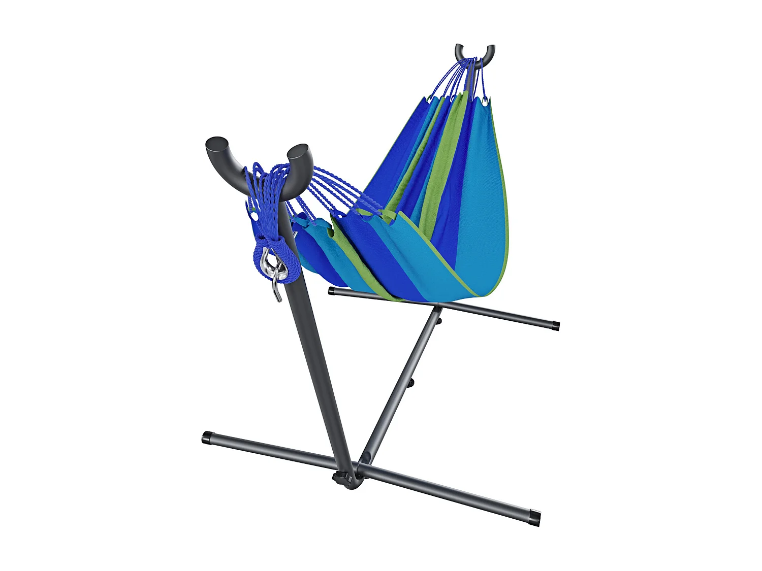 Amaca Da Giardino Con Supporto In Acciaio Portata 200 Kg Altezza Regolabile Telo Cotone Resistente Amaca Brasiliana Esterno Piscina Con Borsa 265 x 110 x 100 Cm Blu