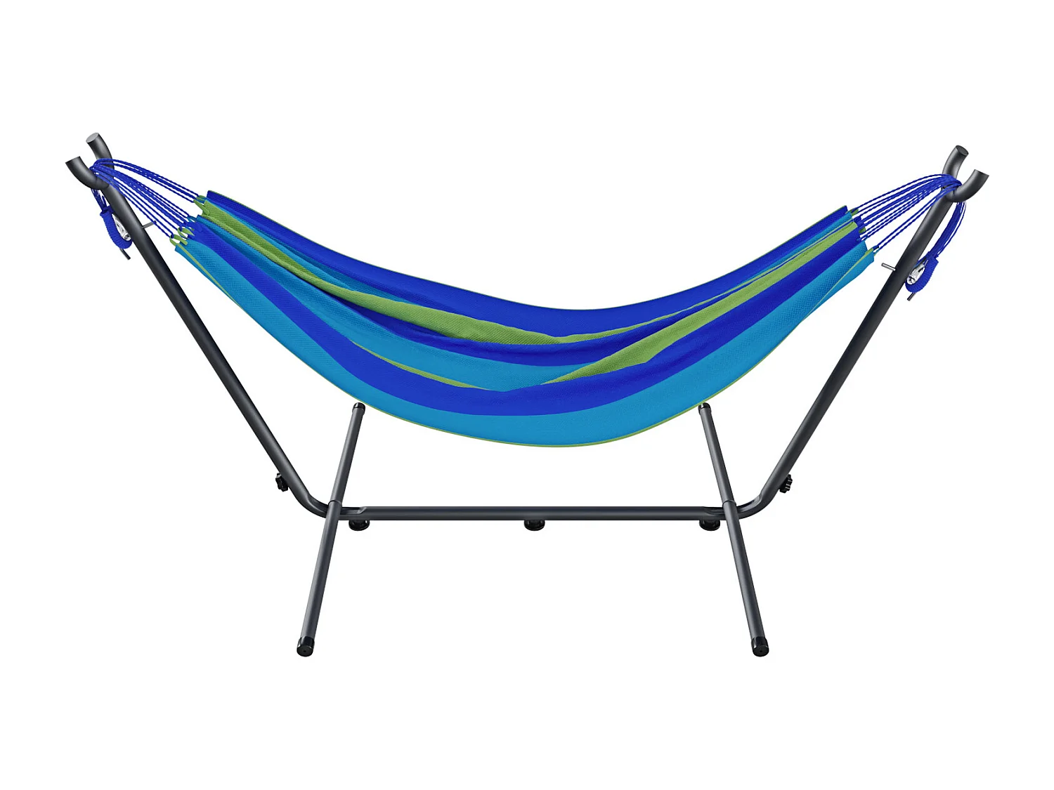 Amaca Da Giardino Con Supporto In Acciaio Portata 200 Kg Altezza Regolabile Telo Cotone Resistente Amaca Brasiliana Esterno Piscina Con Borsa 265 x 110 x 100 Cm Blu