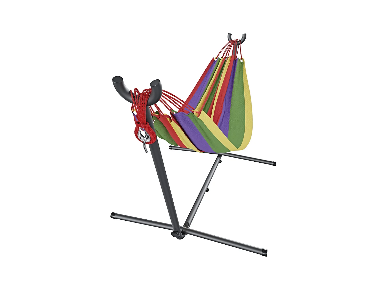 Amaca Da Giardino Con Supporto In Acciaio Portata 200 Kg Altezza Regolabile Telo Cotone Resistente Amaca Brasiliana Esterno Con Borsa 265 x 110 x 100 Cm Rosso