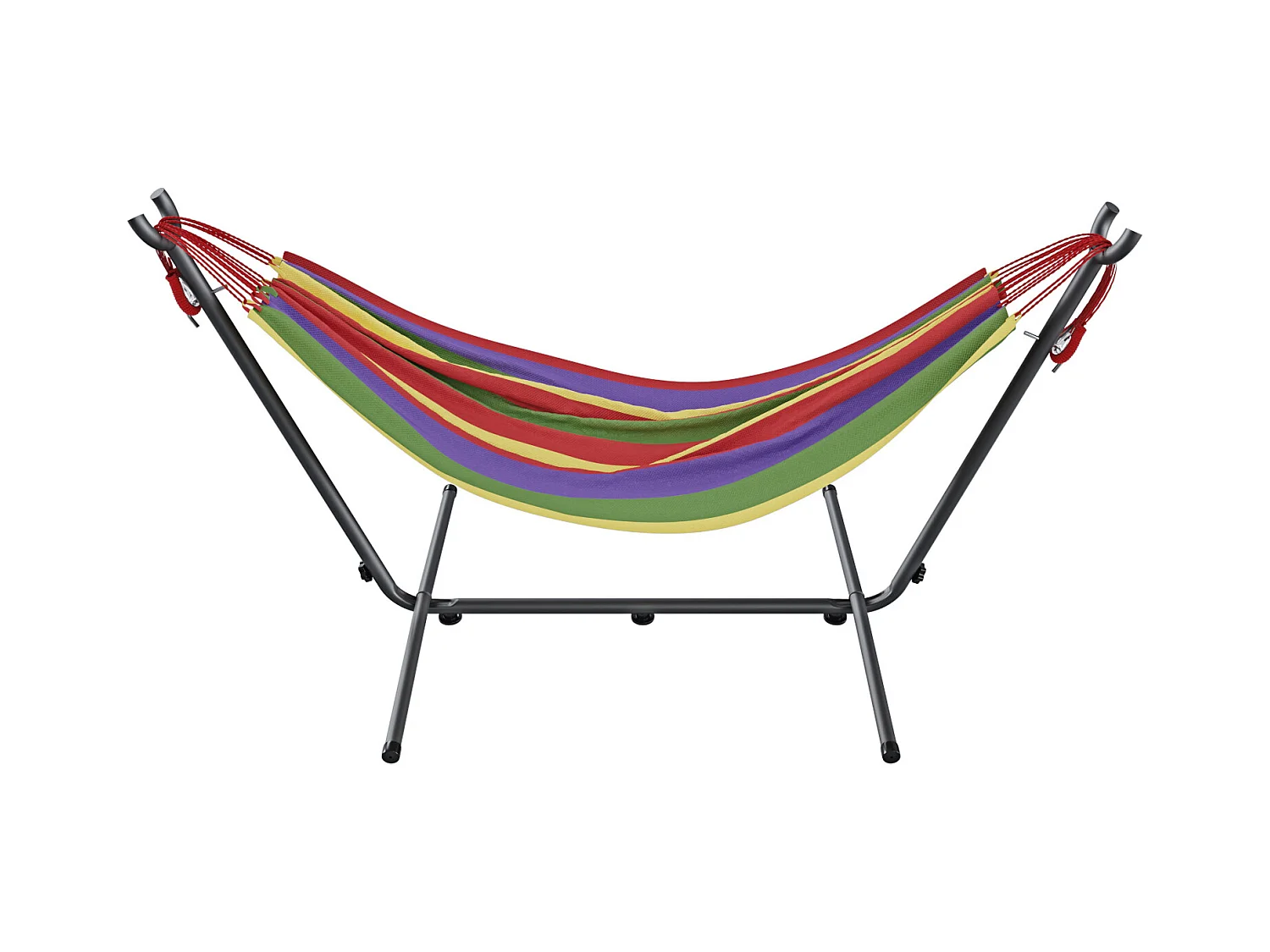 Amaca Da Giardino Con Supporto In Acciaio Portata 200 Kg Altezza Regolabile Telo Cotone Resistente Amaca Brasiliana Esterno Con Borsa 265 x 110 x 100 Cm Rosso