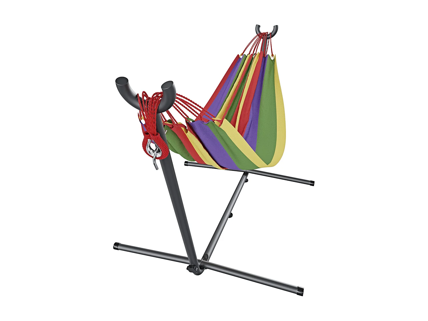 Amaca Da Giardino Con Supporto In Acciaio Portata 200 Kg Altezza Regolabile Telo Cotone Resistente Amaca Brasiliana Esterno Con Borsa 265 x 110 x 100 Cm Rosso