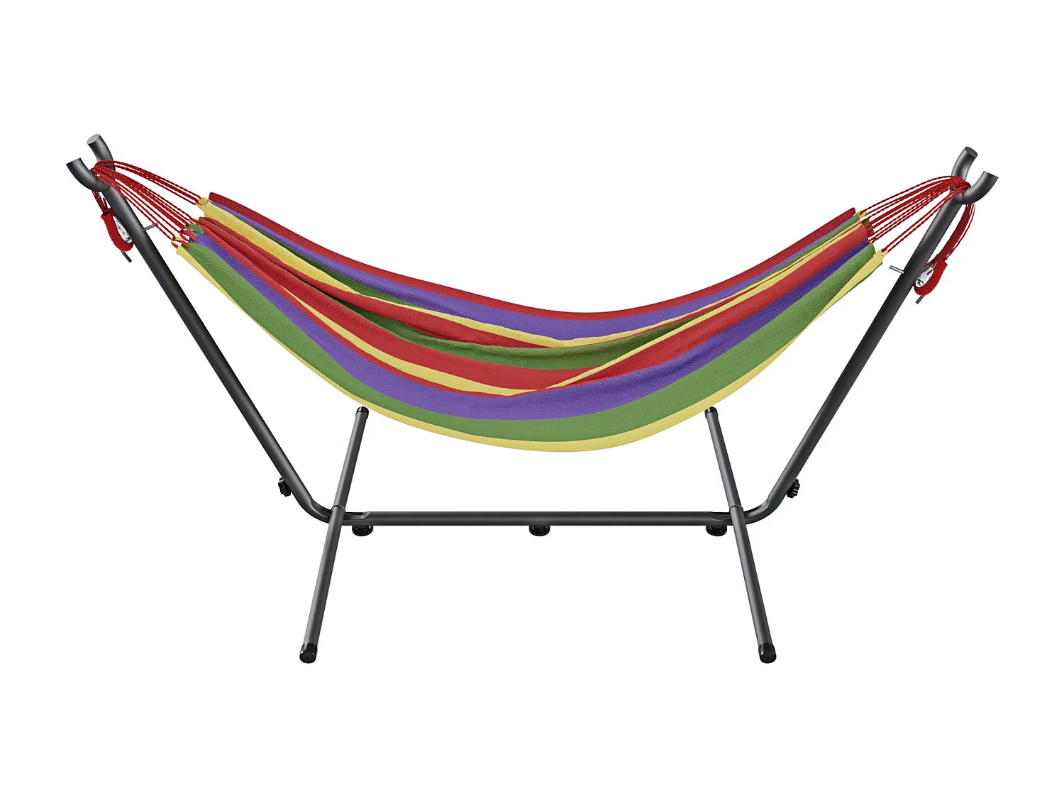 Amaca Da Giardino Con Supporto In Acciaio Portata 200 Kg Altezza Regolabile Telo Cotone Resistente Amaca Brasiliana Esterno Con Borsa 265 x 110 x 100 Cm Rosso