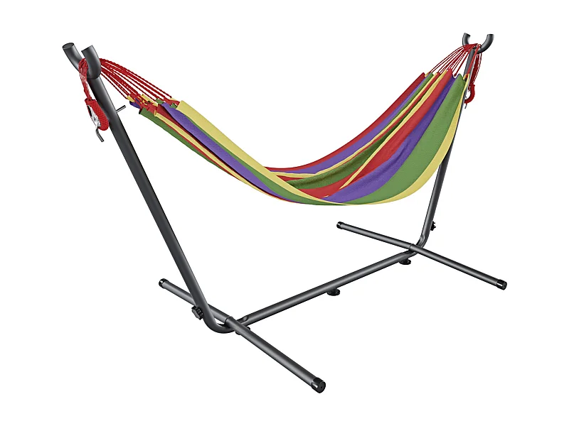 Amaca Da Giardino Con Supporto In Acciaio Portata 200 Kg Altezza Regolabile Telo Cotone Resistente Amaca Brasiliana Esterno Con Borsa 265 x 110 x 100 Cm Rosso