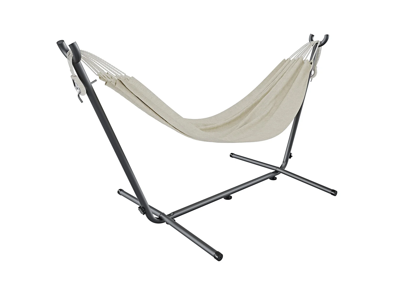 Amaca Da Giardino Con Supporto In Acciaio Portata 200 Kg Regolabile Telo Cotone Resistente Esterno Terrazzo Borsa 265x110x100 Cm Beige