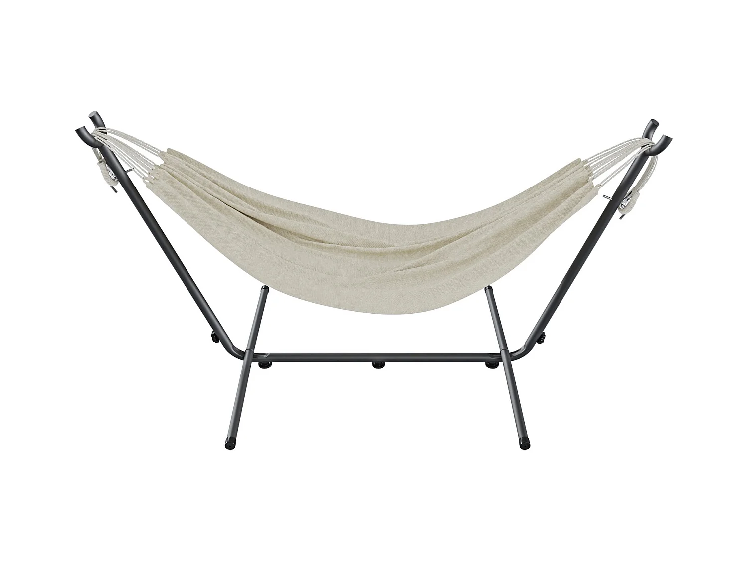 Amaca Da Giardino Con Supporto In Acciaio Portata 200 Kg Regolabile Telo Cotone Resistente Esterno Terrazzo Borsa 265x110x100 Cm Beige