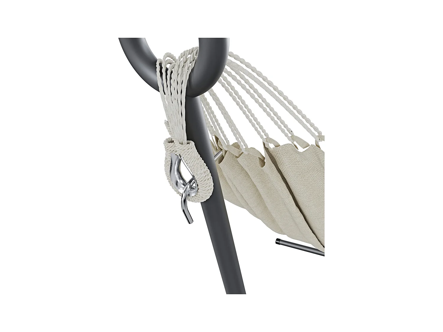 Amaca Da Giardino Con Supporto In Acciaio Portata 200 Kg Regolabile Telo Cotone Resistente Esterno Terrazzo Borsa 265x110x100 Cm Beige