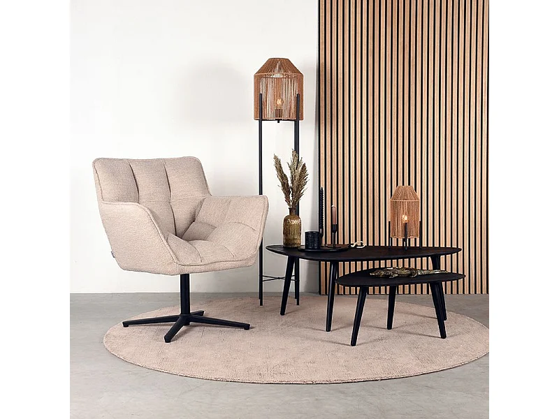 Fauteuil Ian 76x72x87 cm - Naturel - Boucle