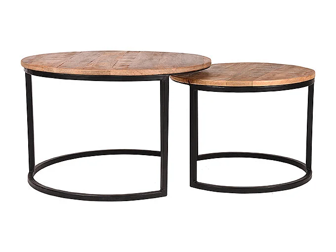 Couchtisch-Set Double - Rau - Mangoholz