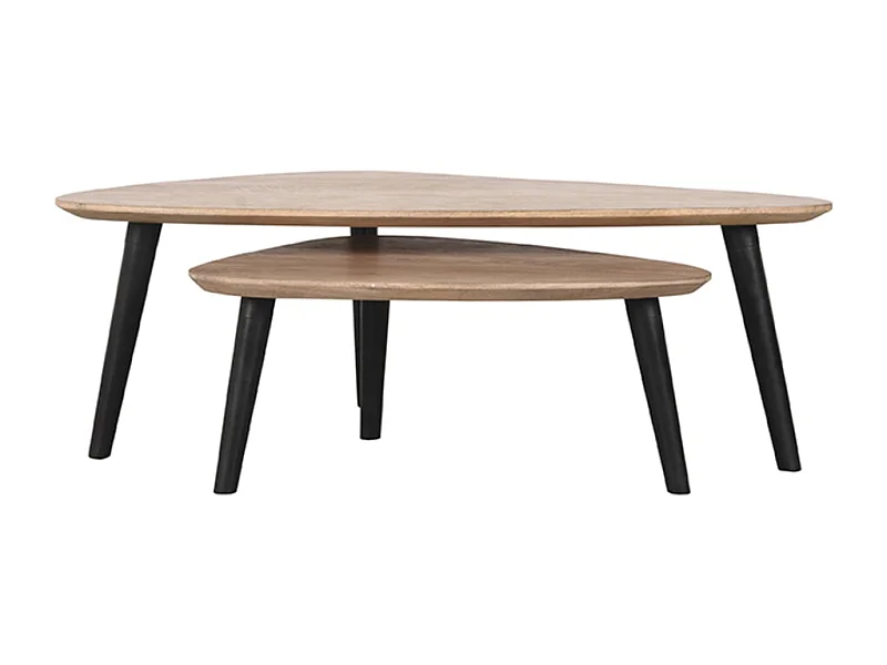 Table basse Set Rock 110x64x39 cm - Brut - Bois de manguier - Lot de 2