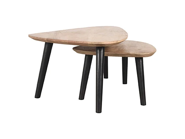 Table basse Set Rock 110x64x39 cm - Brut - Bois de manguier - Lot de 2