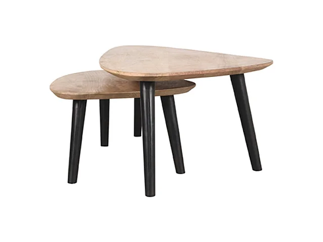 Table basse Set Rock 110x64x39 cm - Brut - Bois de manguier - Lot de 2
