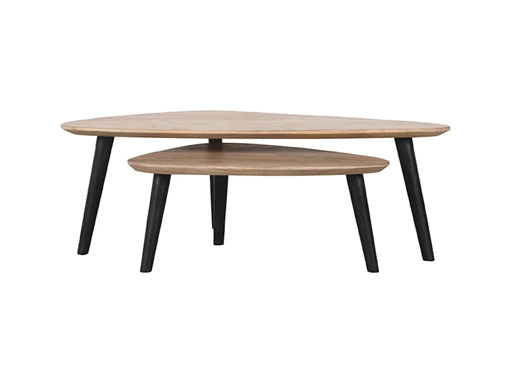 Couchtisch-Set Rock 110x64x39 cm - Rau - Mangoholz - 2er-Set